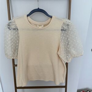 Maeve Cream Ruffled Puff Sleeve Blouse